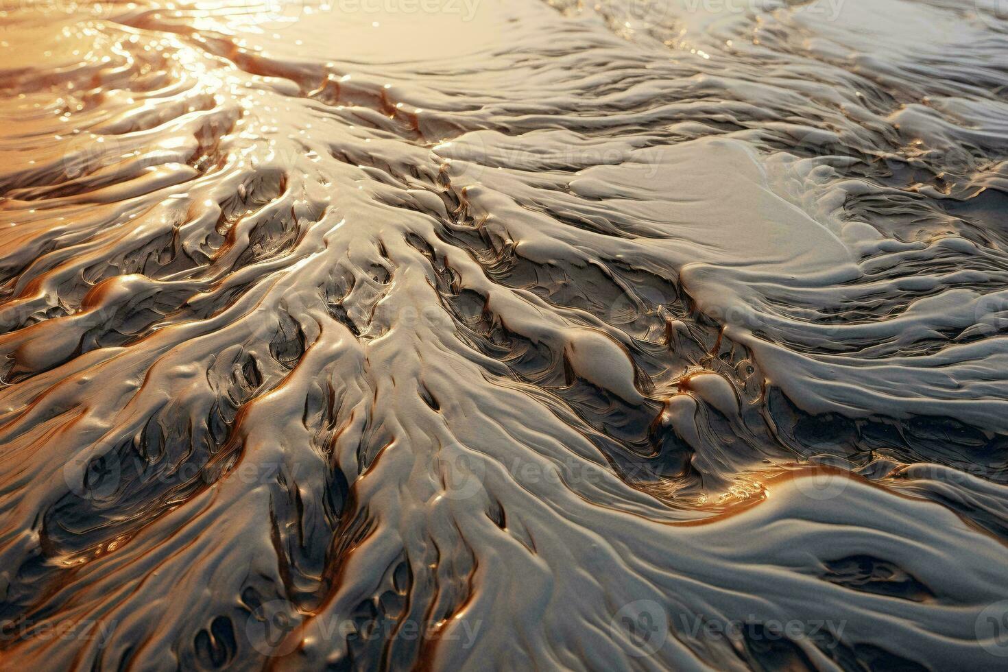 le sable et l'eau sur une plage dans vif détail ai généré photo