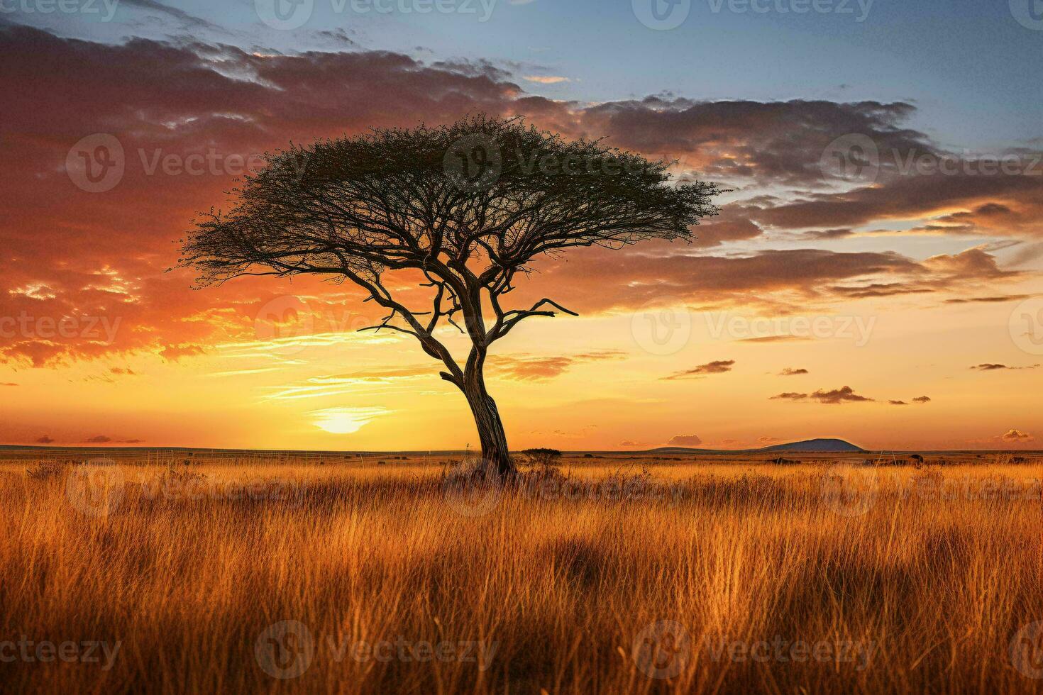 une solitaire arbre dans une vaste champ ai généré photo