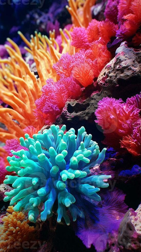 une vibrant corail sur une coloré récif ai généré photo