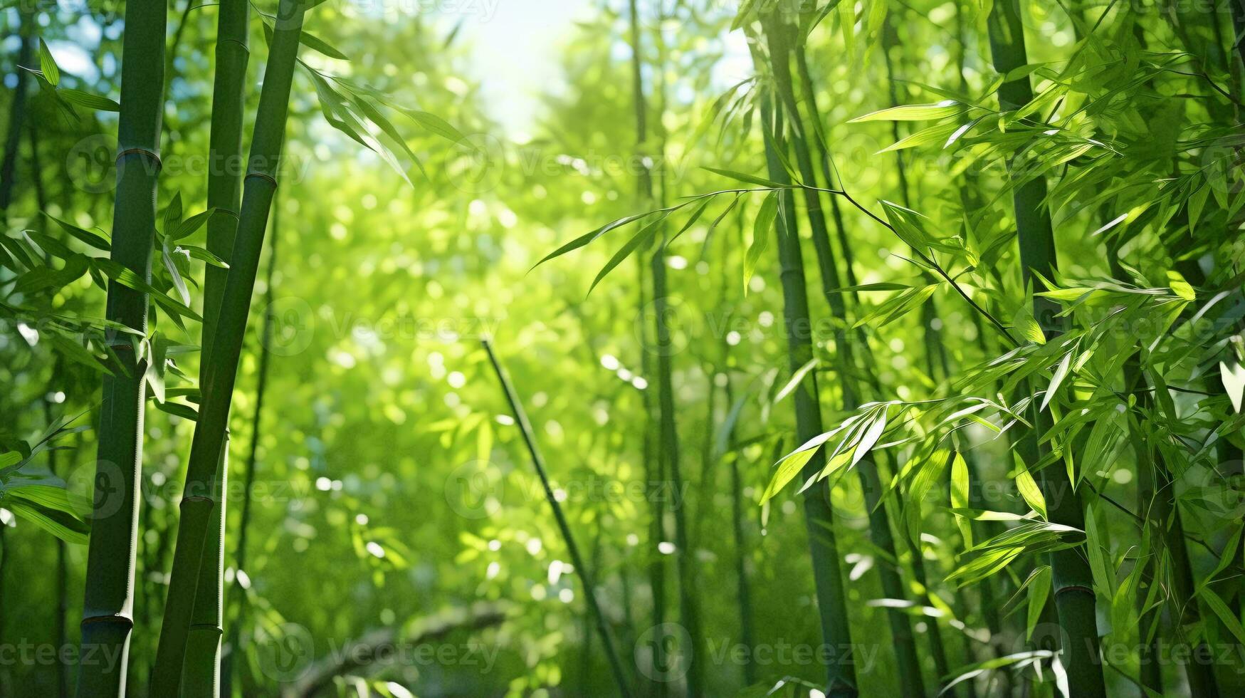 une vibrant grappe de vert bambou les plantes en haut proche ai généré photo