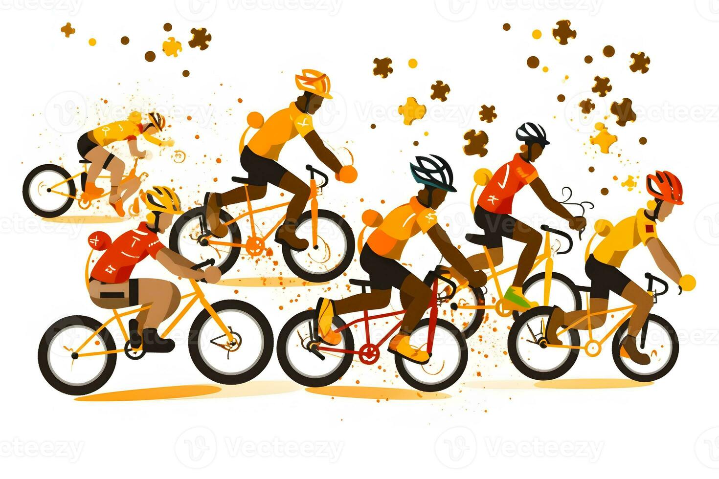 image de sportif entreprise copains sur Vélos. neural réseau ai généré photo