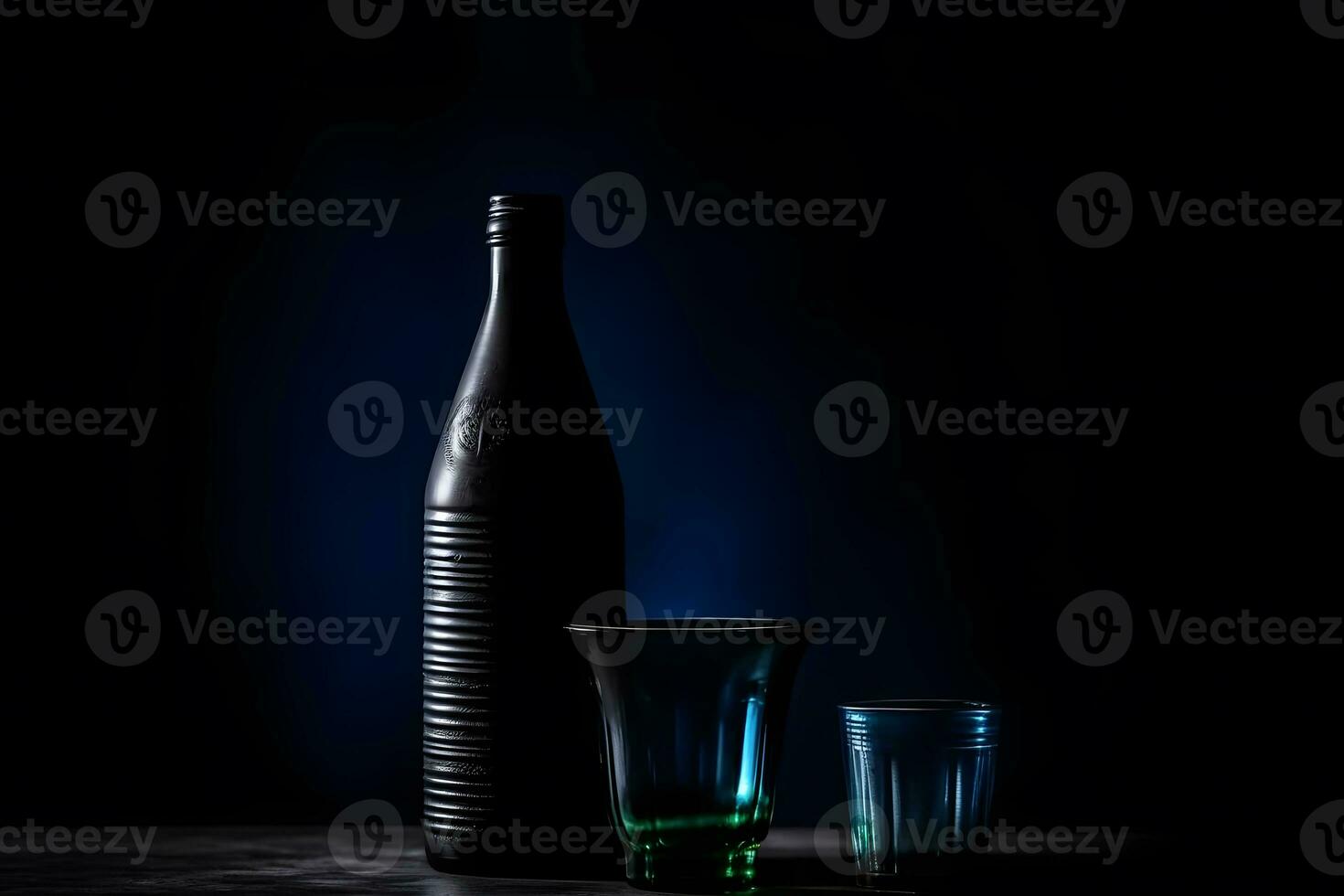 bouteille de Vodka sur noir Contexte. neural réseau ai généré photo