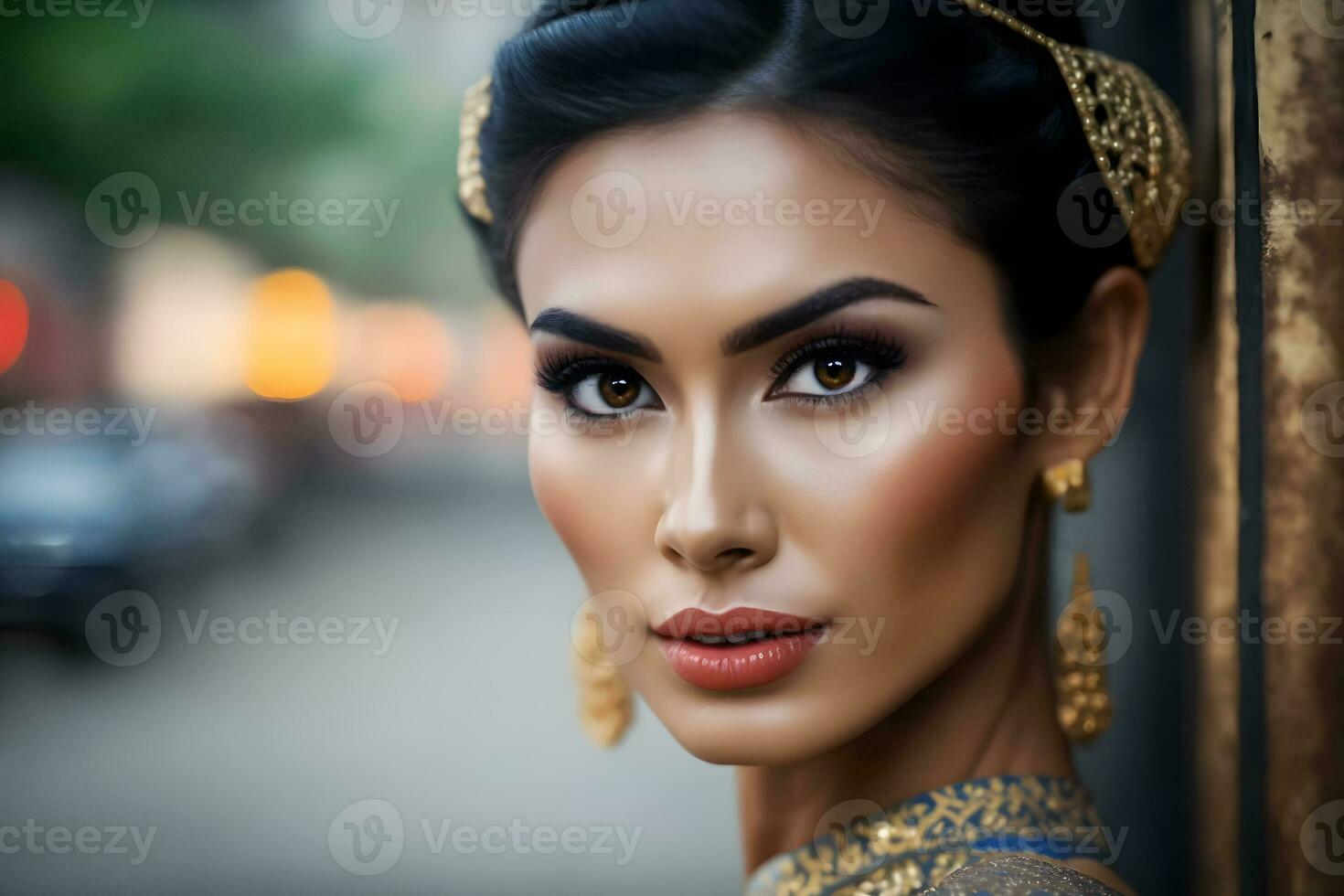 portrait de une magnifique asiatique thaïlandais femme. neural réseau ai généré photo