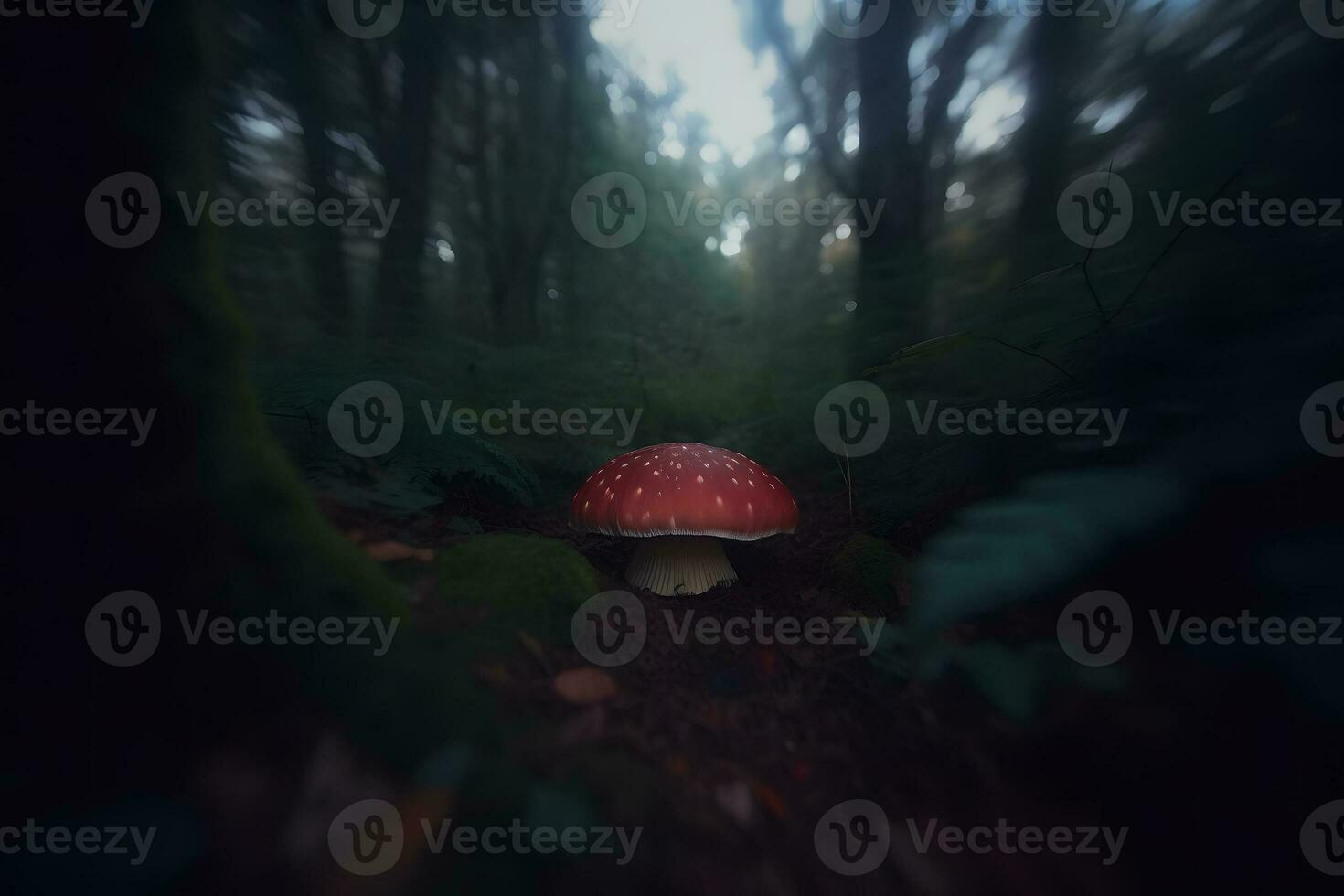 fantastique monde de champignons. neural réseau ai généré photo