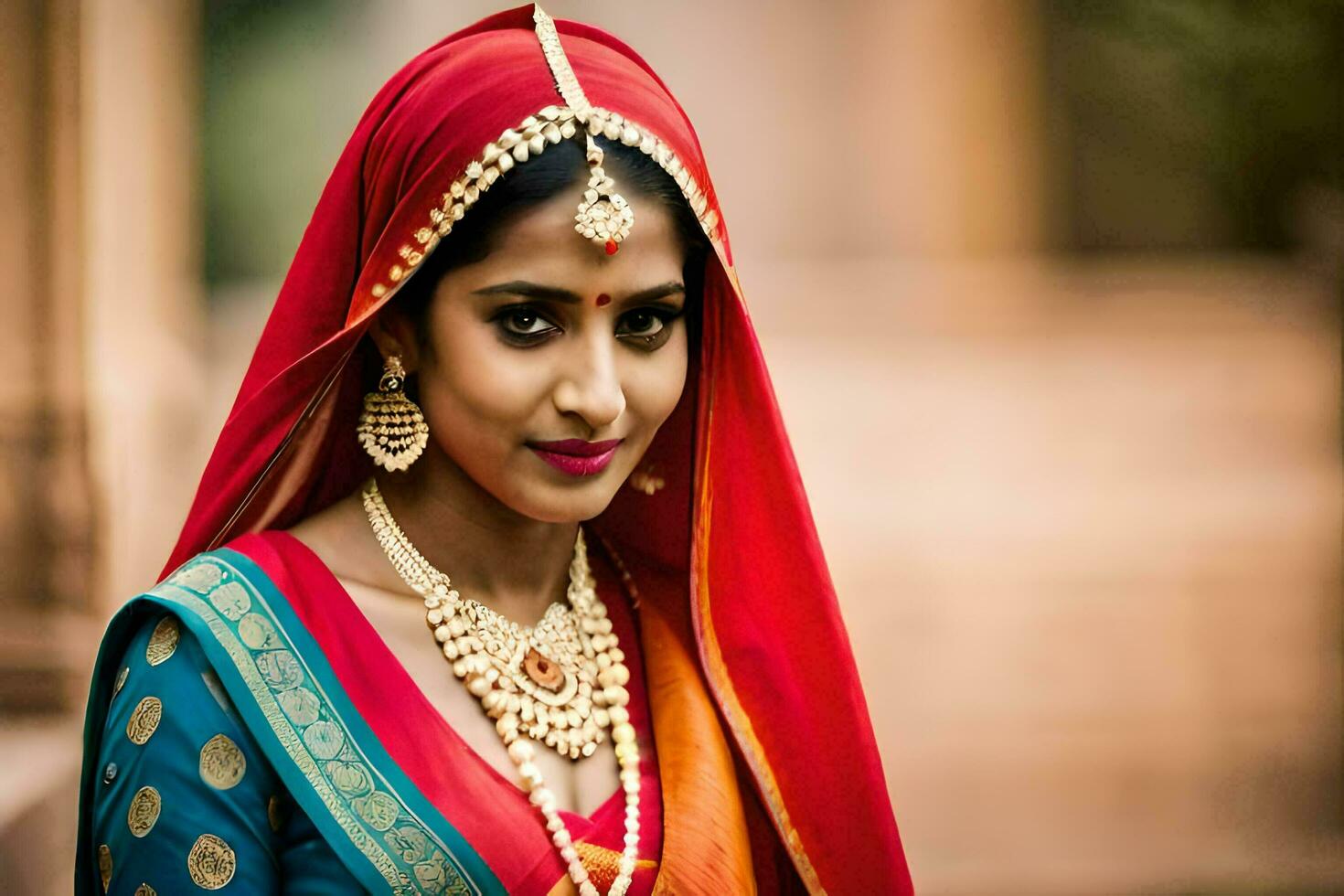 une magnifique Indien femme dans traditionnel tenue. généré par ai photo