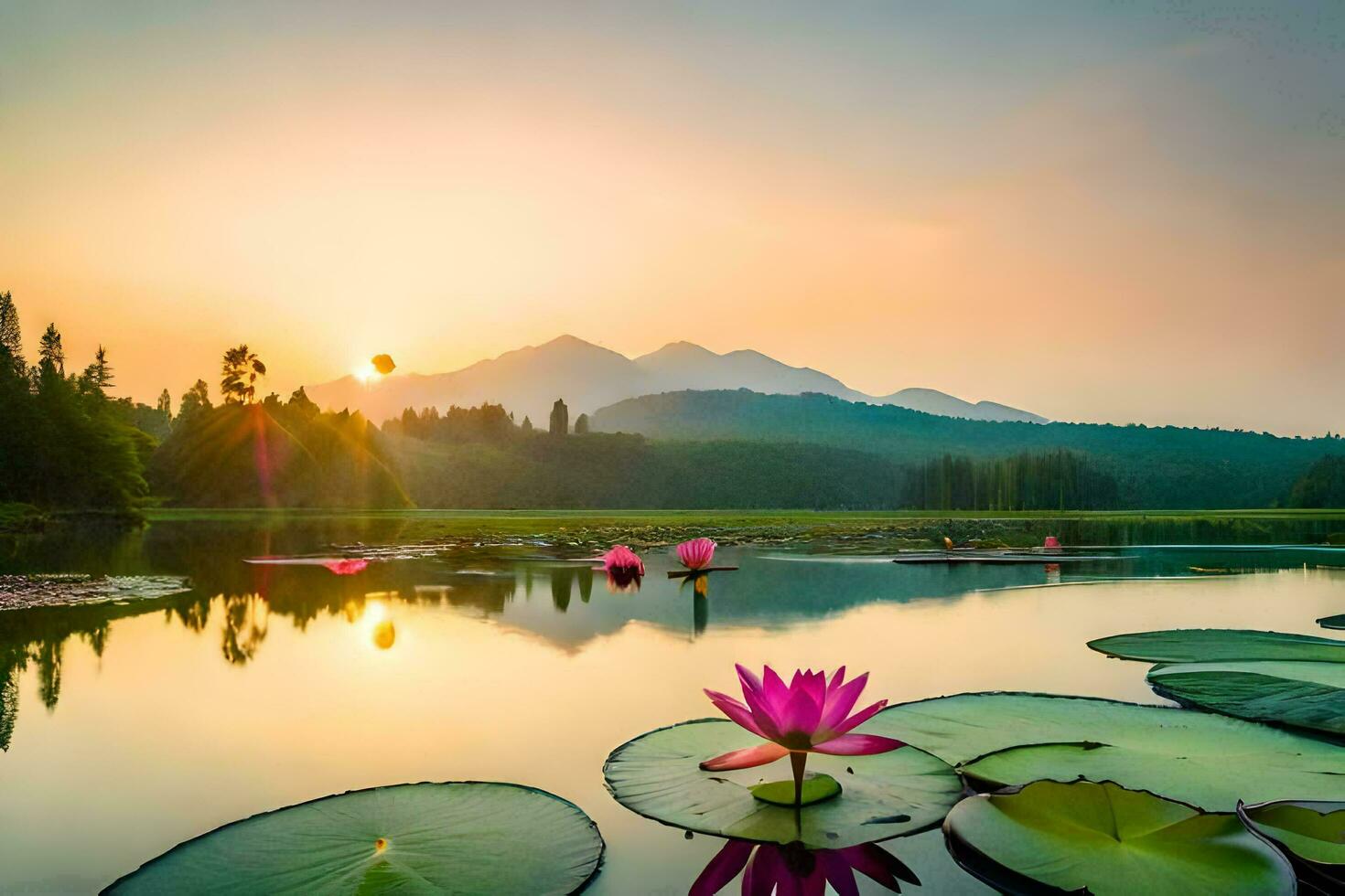 le lotus fleur est une symbole de paix et harmonie. généré par ai photo