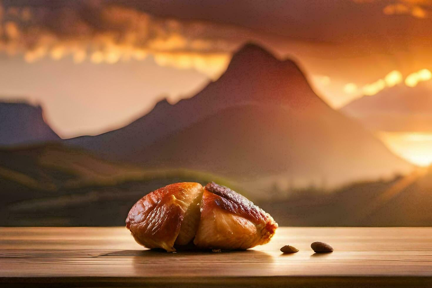 le Soleil est réglage plus de le montagnes dans cette photo. généré par ai photo