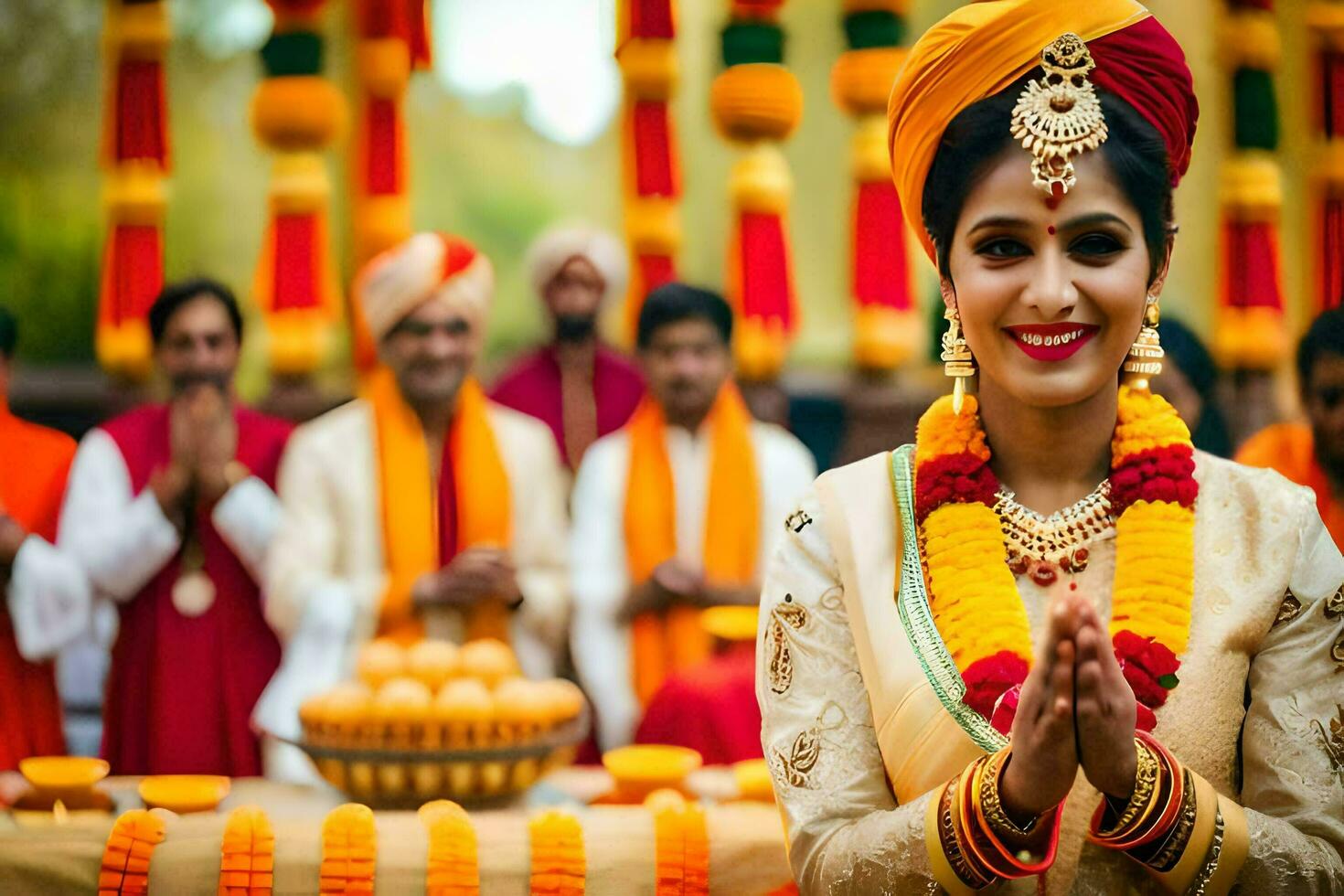 Indien mariage la cérémonie dans Delhi. généré par ai photo