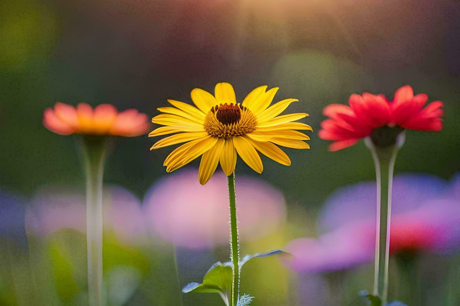 Jaune fleur dans le Soleil par Jimmy Kirkpatrick. généré par ai photo