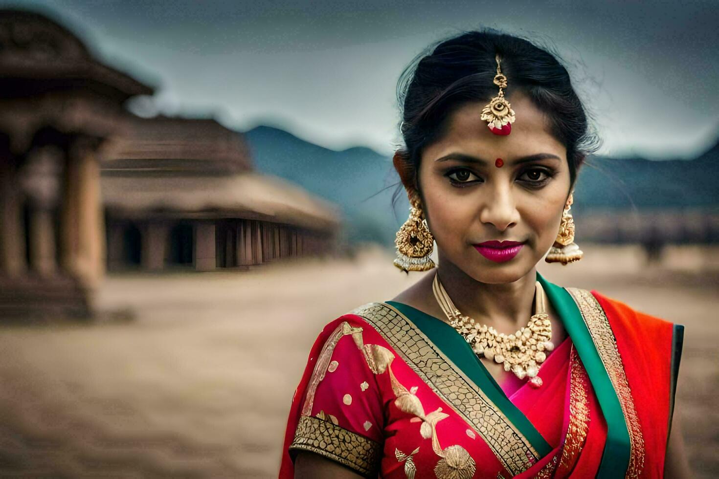 une magnifique Indien femme dans traditionnel tenue. généré par ai photo