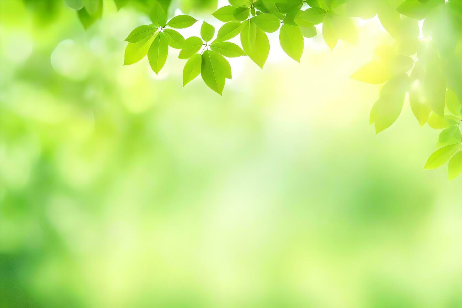 vert feuilles sur une ensoleillé journée. généré par ai photo