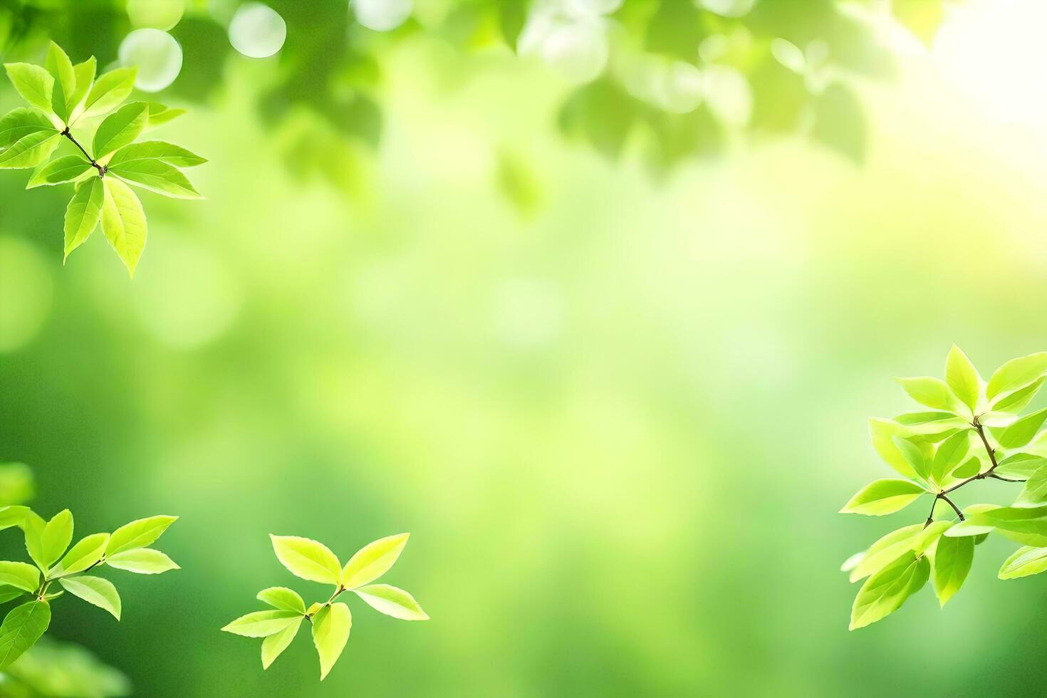 vert feuilles sur une ensoleillé journée. généré par ai photo