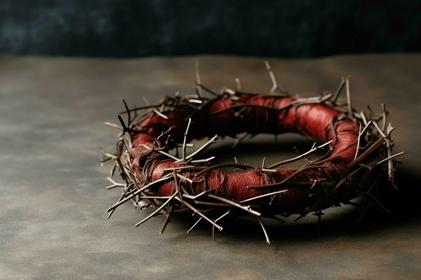 content bien Vendredi fête concept avec couronne de les épines, Bible, Christian traverser et copie espace concept par ai généré photo