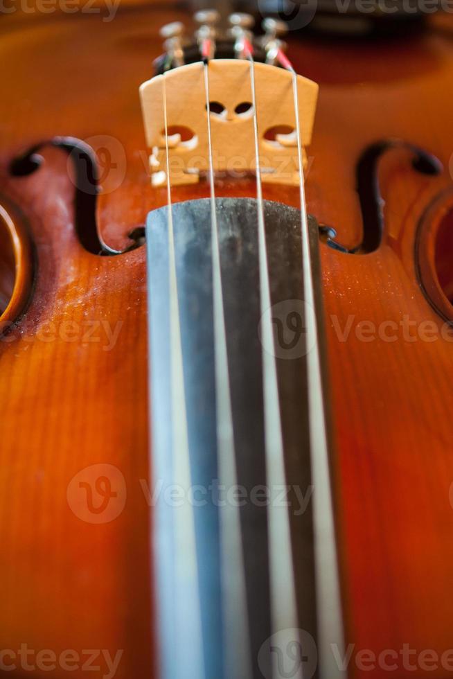 chevalet de violon et cordes photo