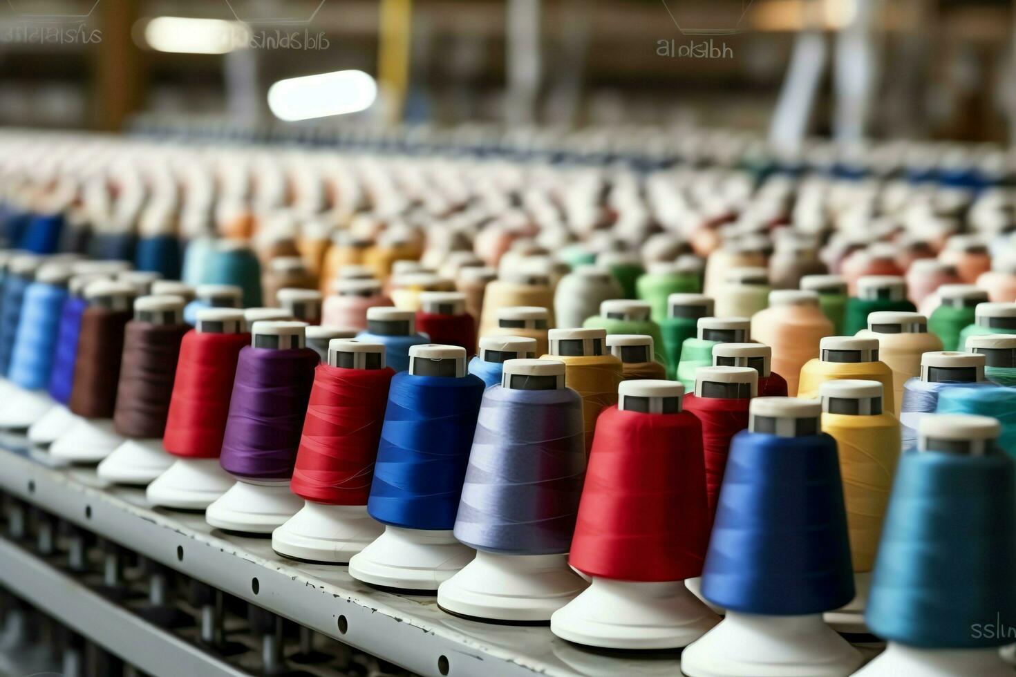 textile tissu usine industrie avec broderie machine, tricot ou filage. couture fil entreprise concept par ai généré photo