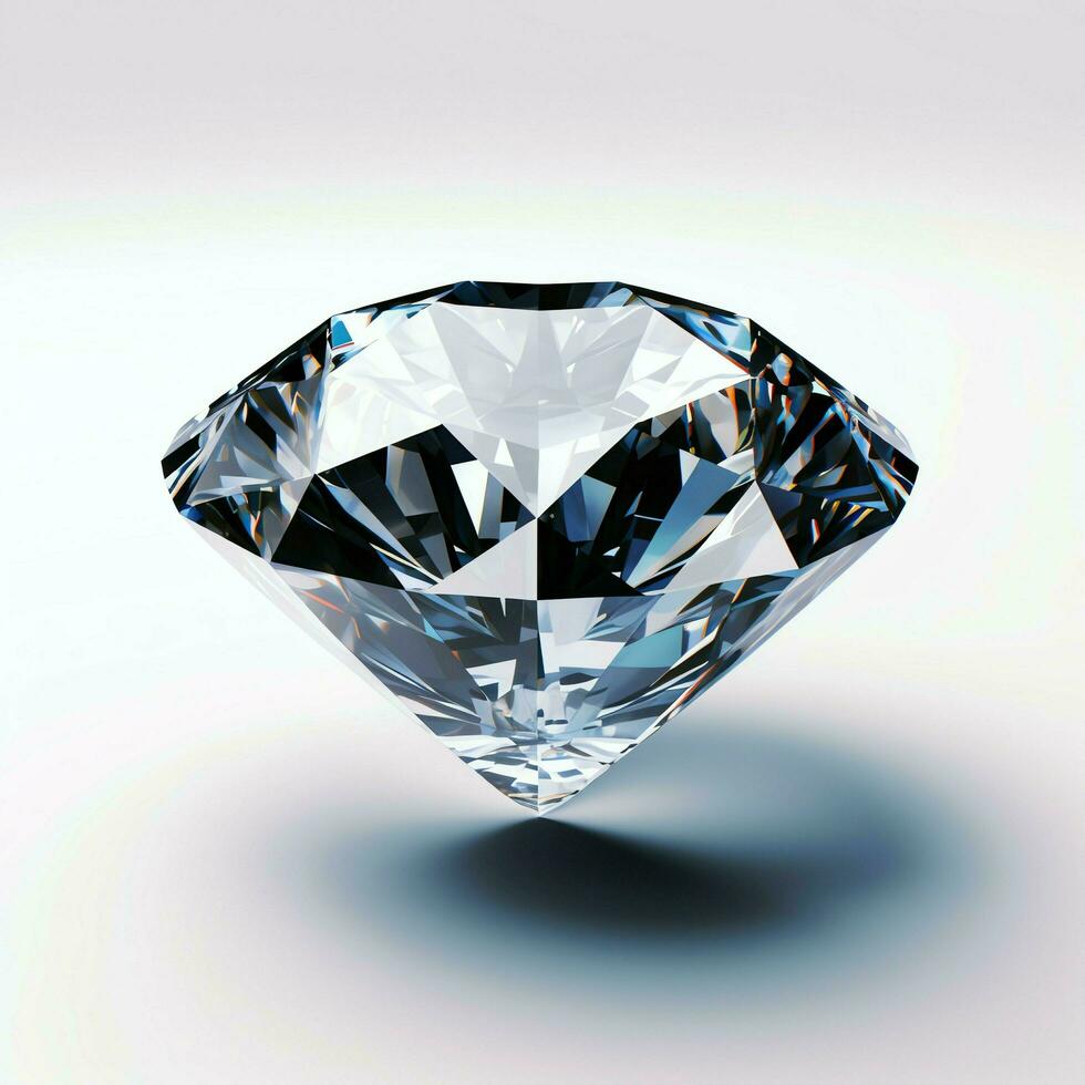 blanc brillant clair gros diamant ou magnifique bijou isolé sur blanc surface. éblouissant classique diamant concept par ai généré photo