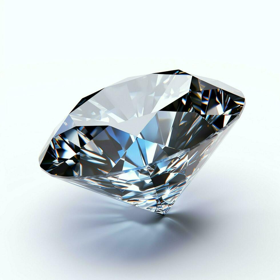 blanc brillant clair gros diamant ou magnifique bijou isolé sur blanc surface. éblouissant classique diamant concept par ai généré photo