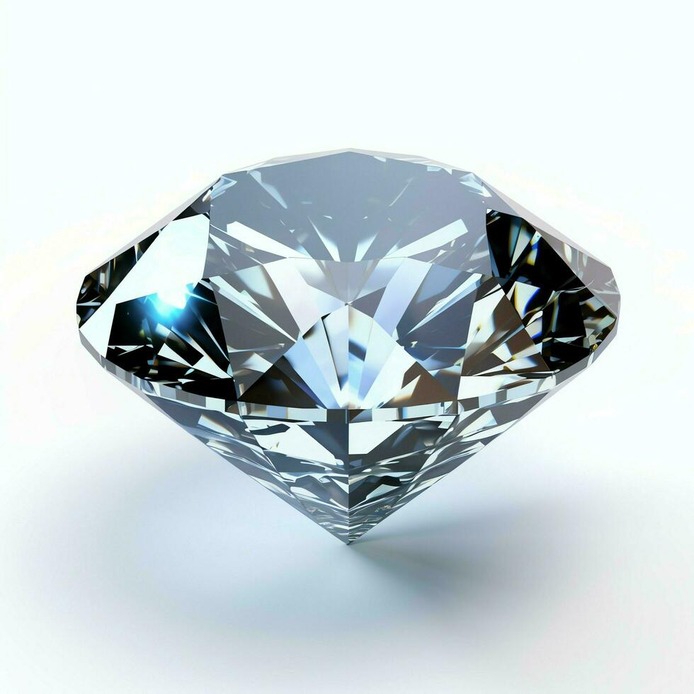 blanc brillant clair gros diamant ou magnifique bijou isolé sur blanc surface. éblouissant classique diamant concept par ai généré photo