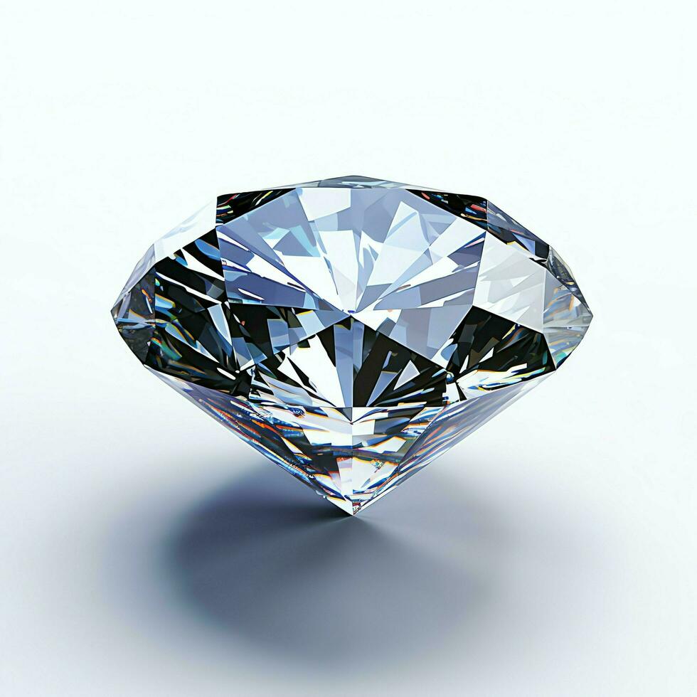 blanc brillant clair gros diamant ou magnifique bijou isolé sur blanc surface. éblouissant classique diamant concept par ai généré photo