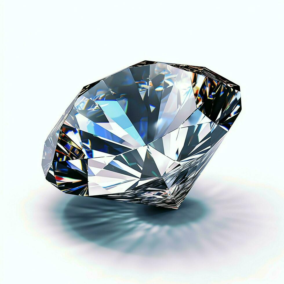 blanc brillant clair gros diamant ou magnifique bijou isolé sur blanc surface. éblouissant classique diamant concept par ai généré photo