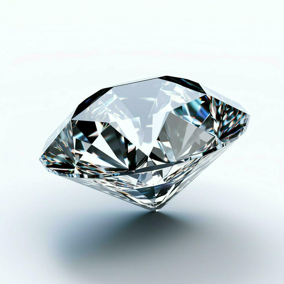 blanc brillant clair gros diamant ou magnifique bijou isolé sur blanc surface. éblouissant classique diamant concept par ai généré photo