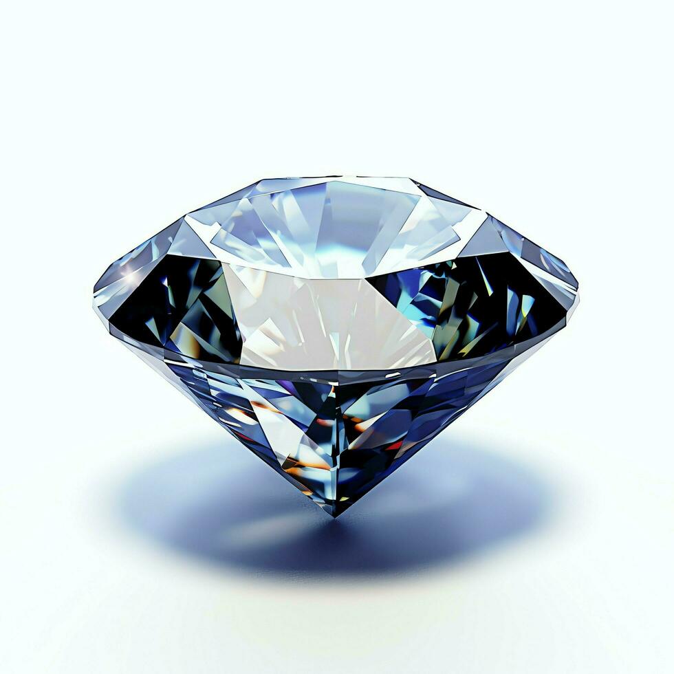 blanc brillant clair gros diamant ou magnifique bijou isolé sur blanc surface. éblouissant classique diamant concept par ai généré photo