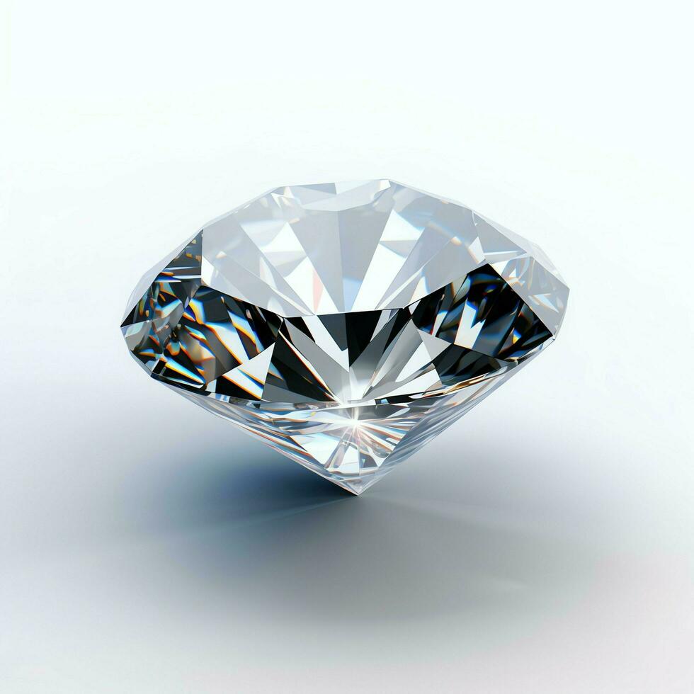 blanc brillant clair gros diamant ou magnifique bijou isolé sur blanc surface. éblouissant classique diamant concept par ai généré photo