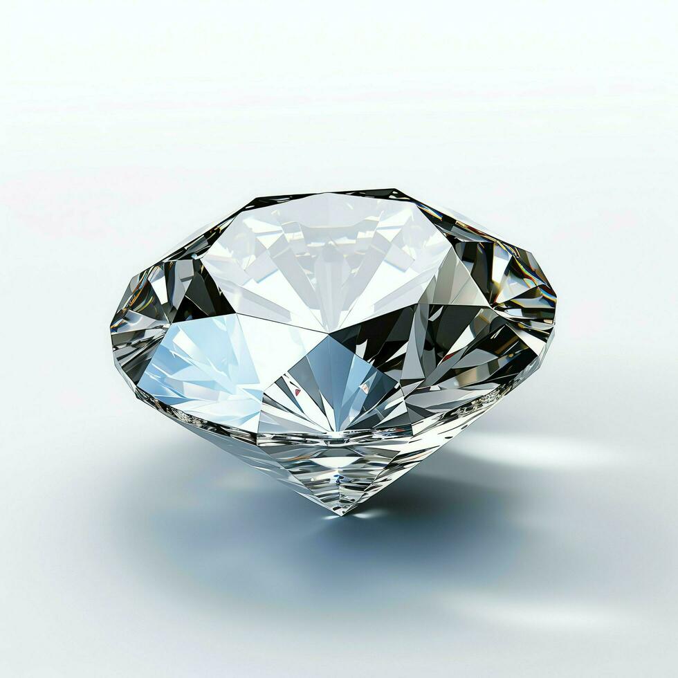 blanc brillant clair gros diamant ou magnifique bijou isolé sur blanc surface. éblouissant classique diamant concept par ai généré photo