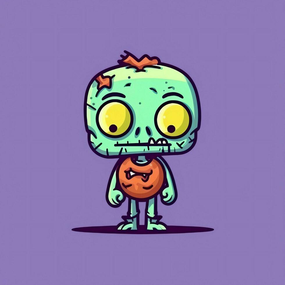 une terrifiant zombi dans dessin animé style. une effrayant zombi résurrection et rampant pour Halloween fête. Halloween concept par ai généré photo