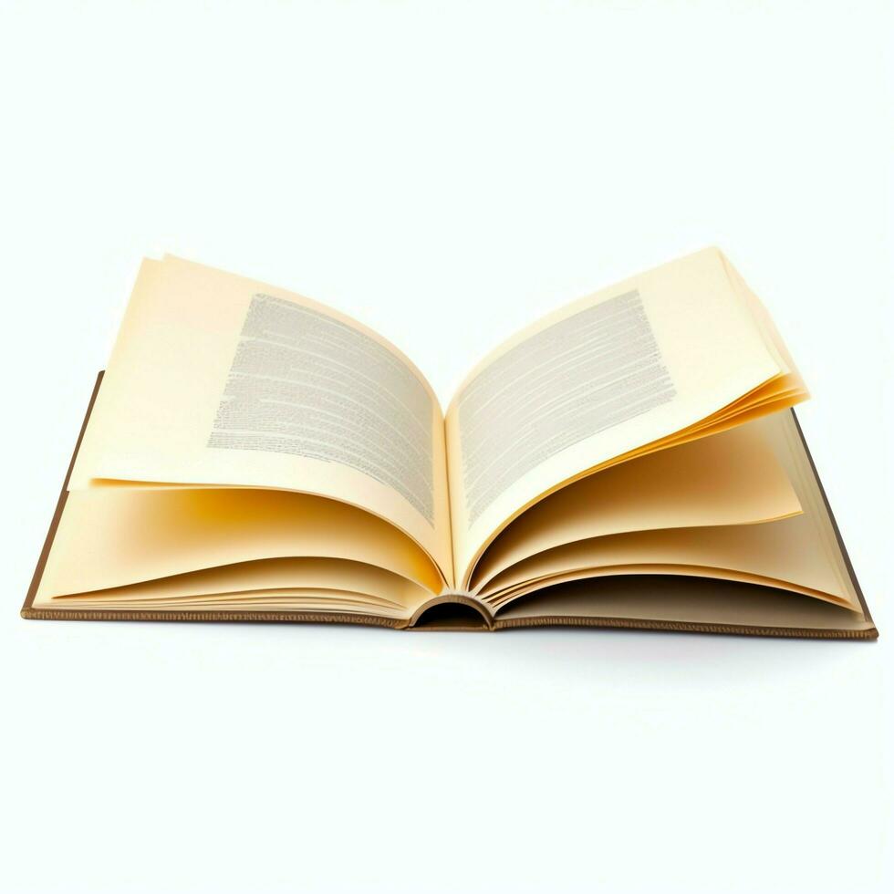 aérien vue de ouvert livre avec vide Vide blanc pages. carnet composition pour catalogue, les magazines concept par ai généré photo