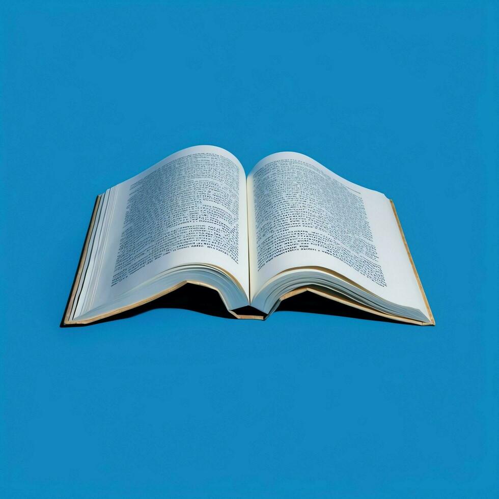 aérien vue de ouvert livre avec vide Vide blanc pages. carnet composition pour catalogue, les magazines concept par ai généré photo