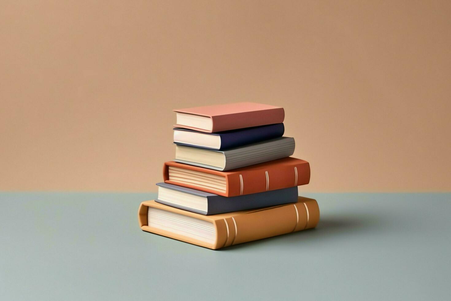 une livre pile proche en haut sur une tableau. de face vue pile livre. pour Festival de monde livre jour, nationale livre journée ou nationale éducation journée. empiler de coloré livres sur blanc Contexte par ai généré photo