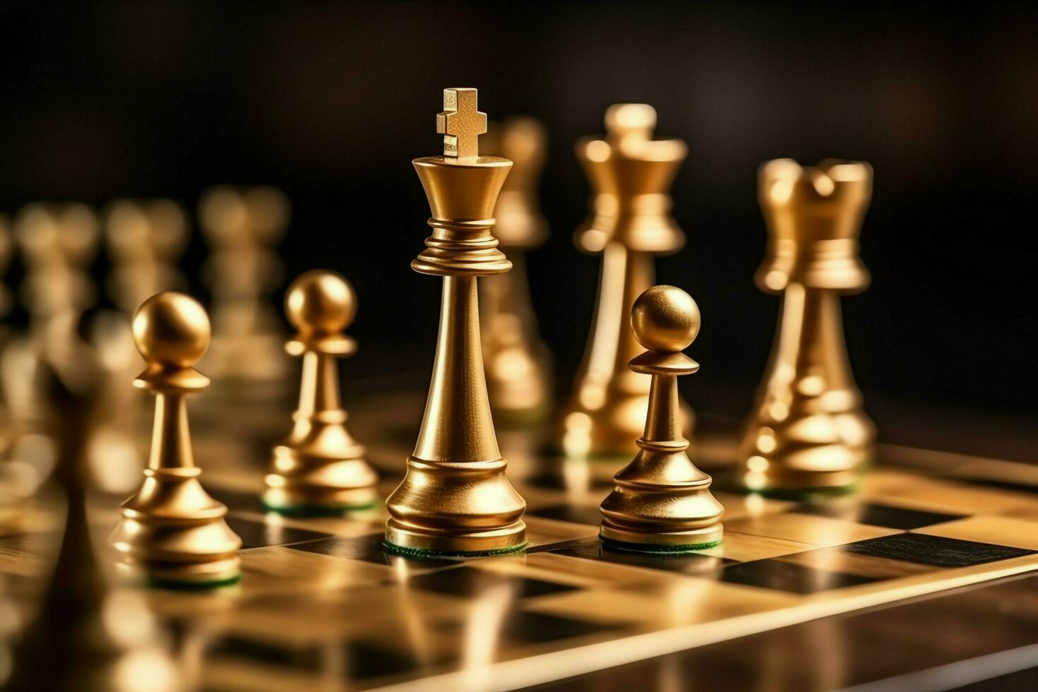 échiquier avec affaires stratégie, tactique et compétition de une échecs jeu. affaires et direction concept par ai généré photo