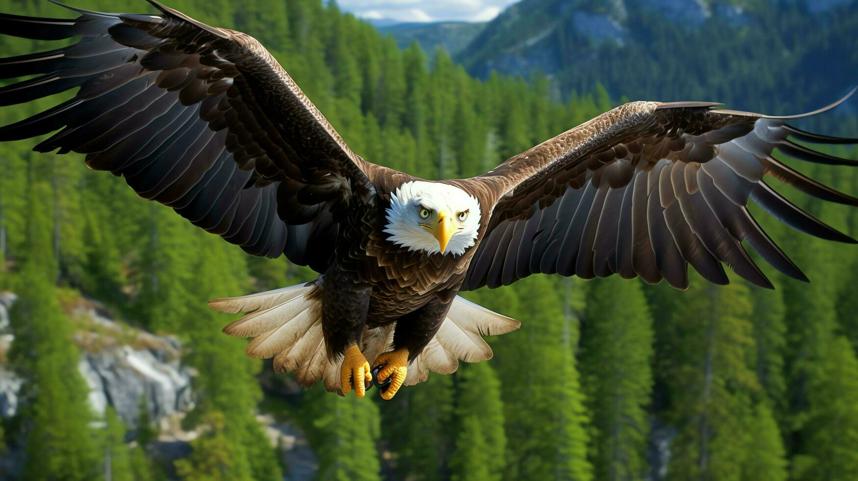 Aigle librement en volant en dessous de le lumière du soleil et bleu ciel. prédateur oiseau chasse dans safari est Afrique concept par ai généré photo