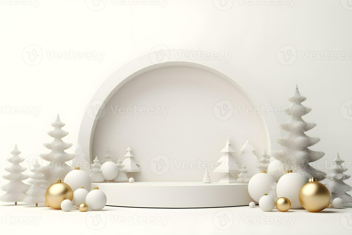 3d minimal moquer en haut scène géométrie podium forme pour spectacle cosmétique produit afficher. étape piédestal ou plateforme. hiver Noël décorations fête, ai produire photo