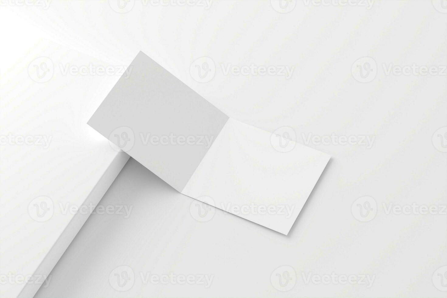 carré plié invitation carte avec enveloppe blanc Vide 3d le rendu maquette photo