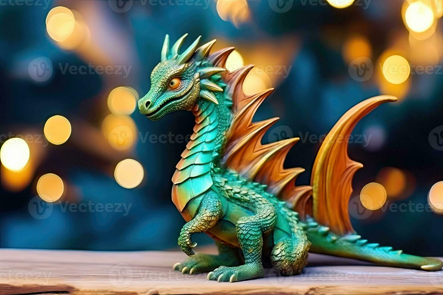 2024 Nouveau année dragon jouet sur de fête bokeh Contexte - génératif ai photo