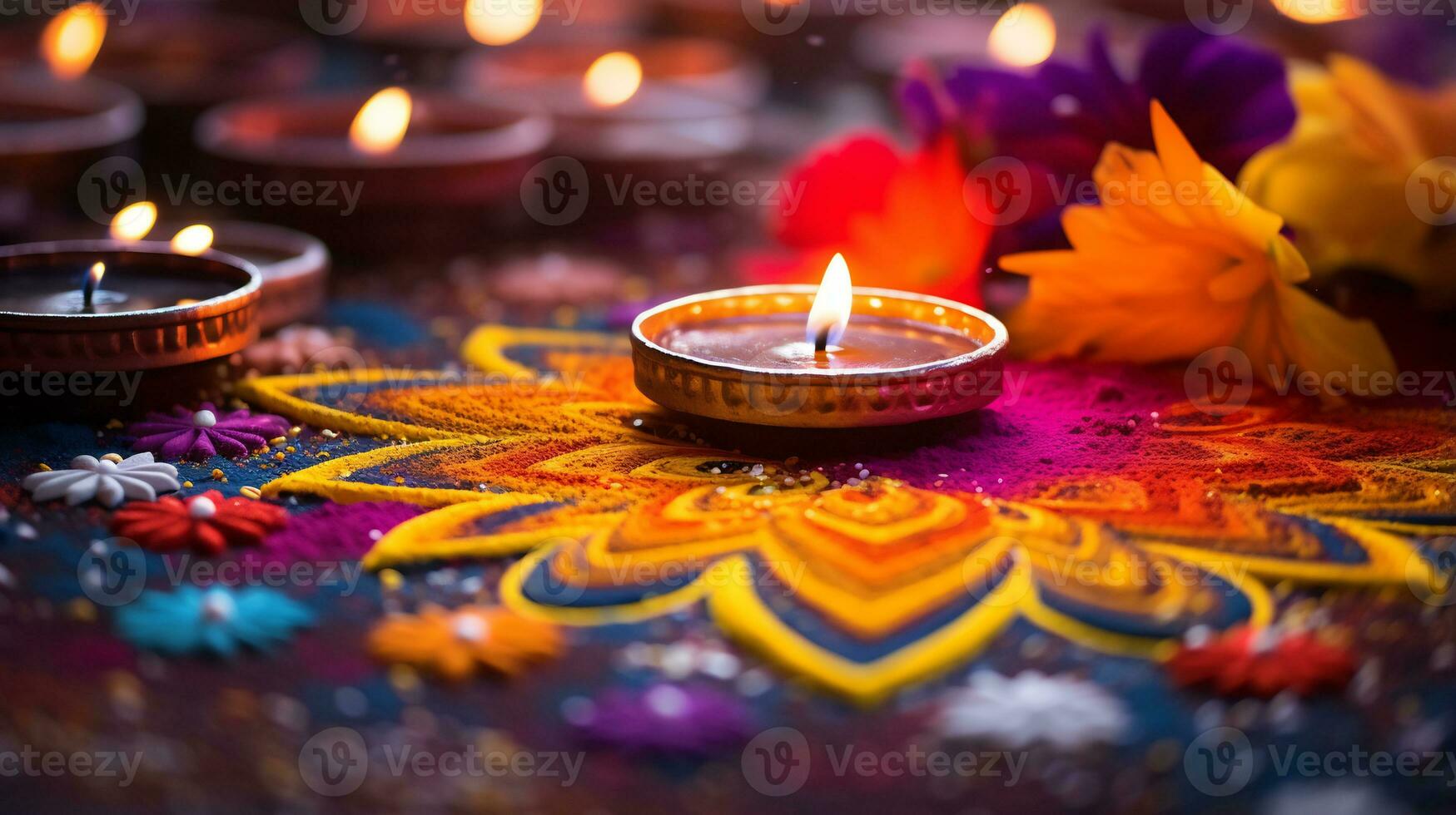 une proche en haut image de complexe rangoli modèle ai génératif photo