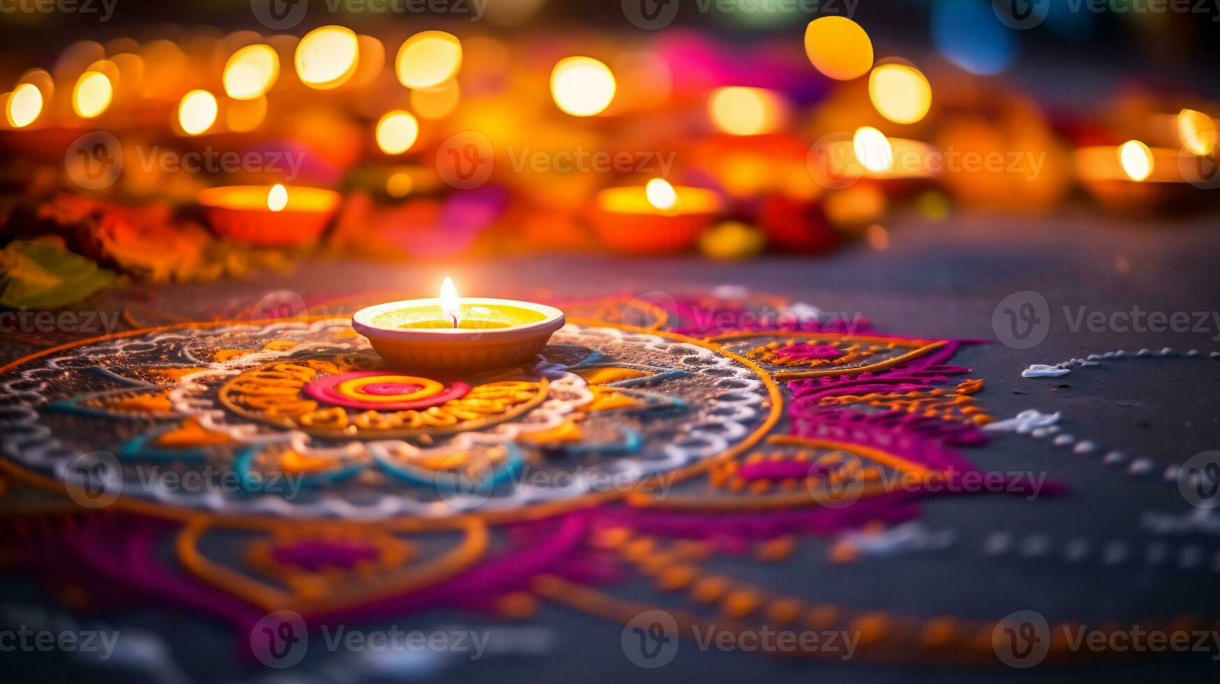 une proche en haut image de complexe rangoli modèle ai génératif photo