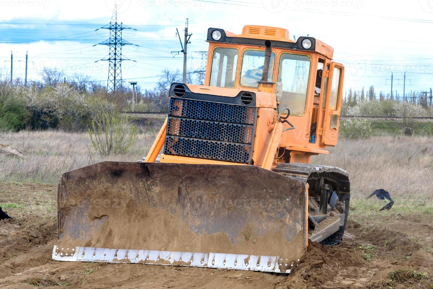 bulldozer de chantier de construction de bâtiments industriels photo