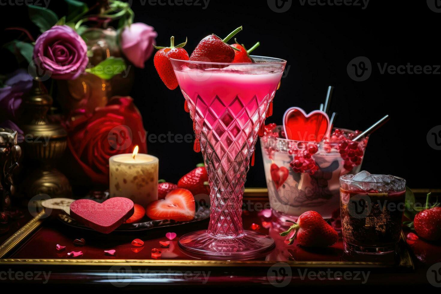 sanglant Marie cocktail dans verre, fumée à venir en haut. ai généré photo