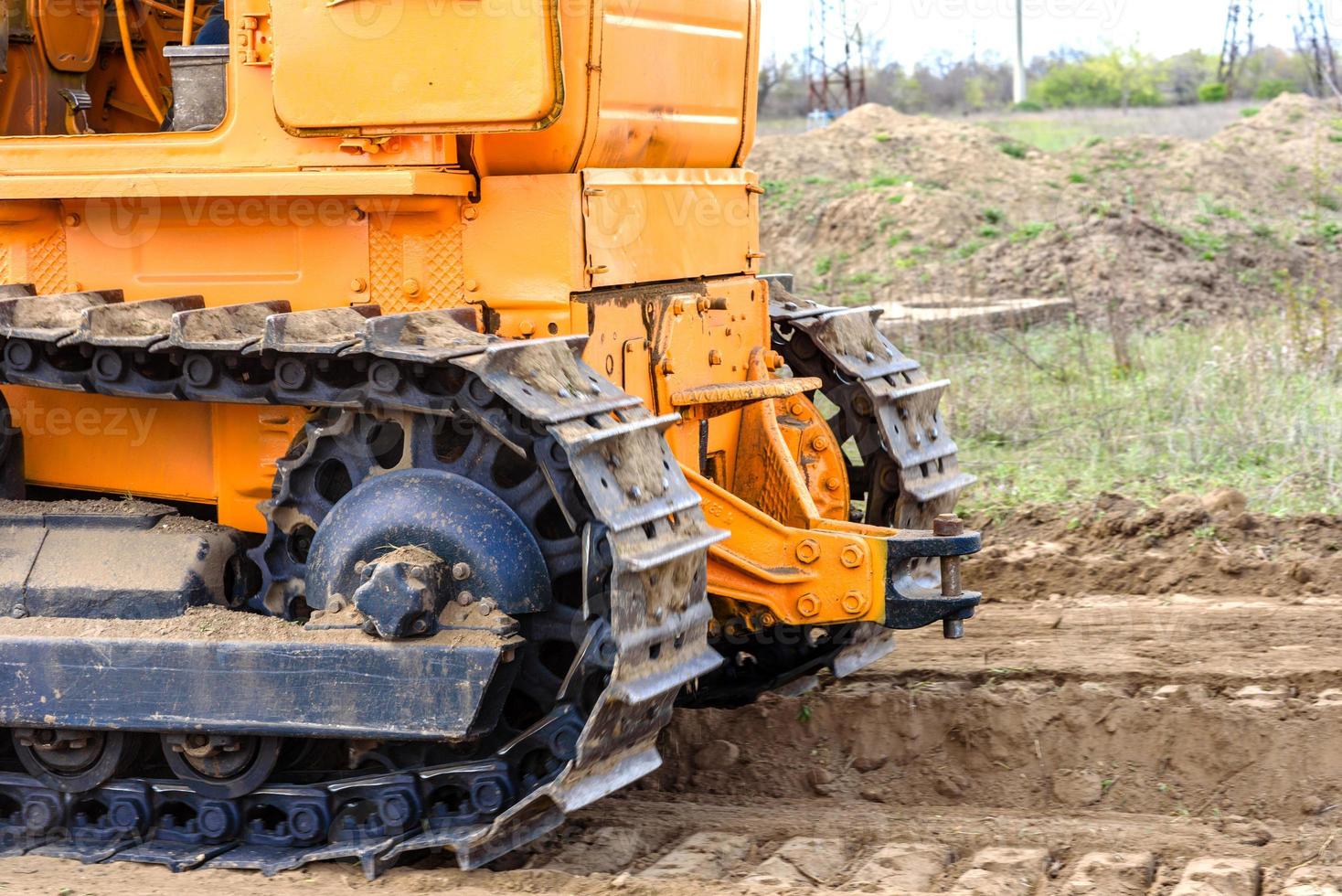 bulldozer de chantier de construction de bâtiments industriels photo