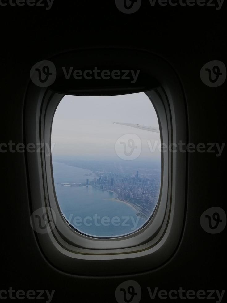 Chicago Land par vue de la fenêtre de l'avion photo