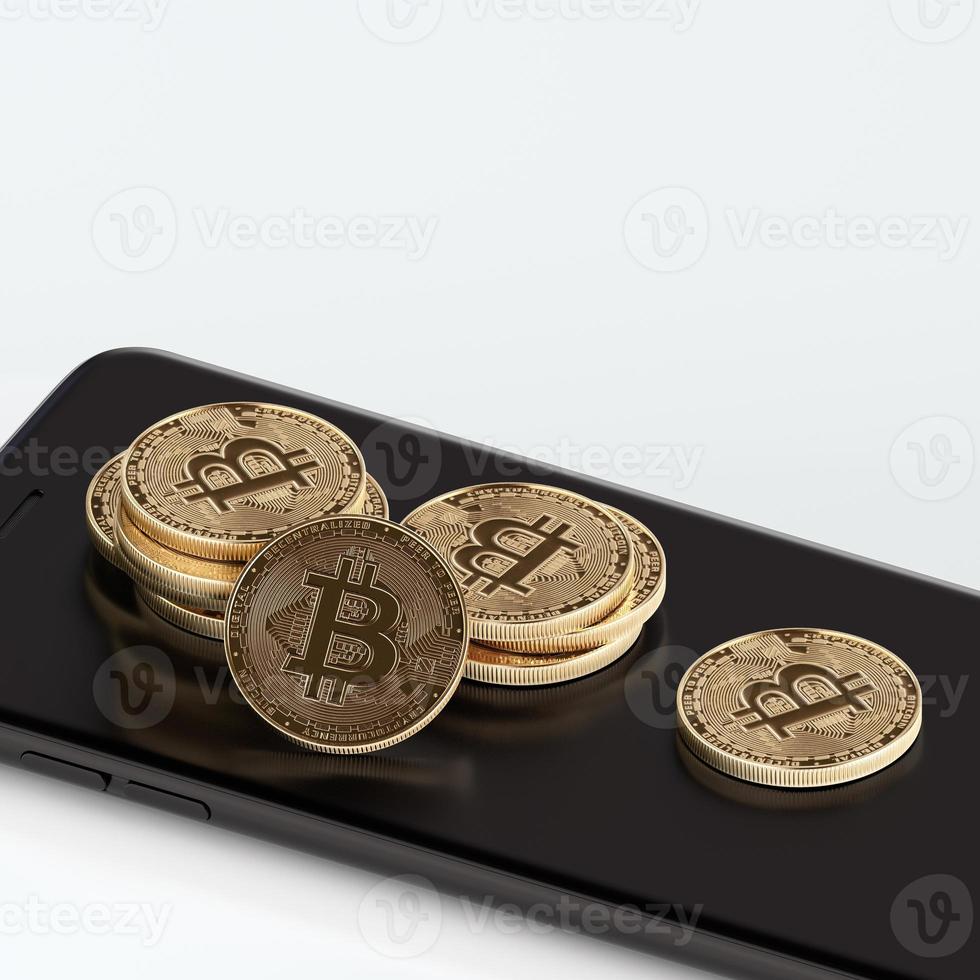 Concept de bitcoin de rendu 3D. nouvel argent virtuel. crypto-monnaie photo