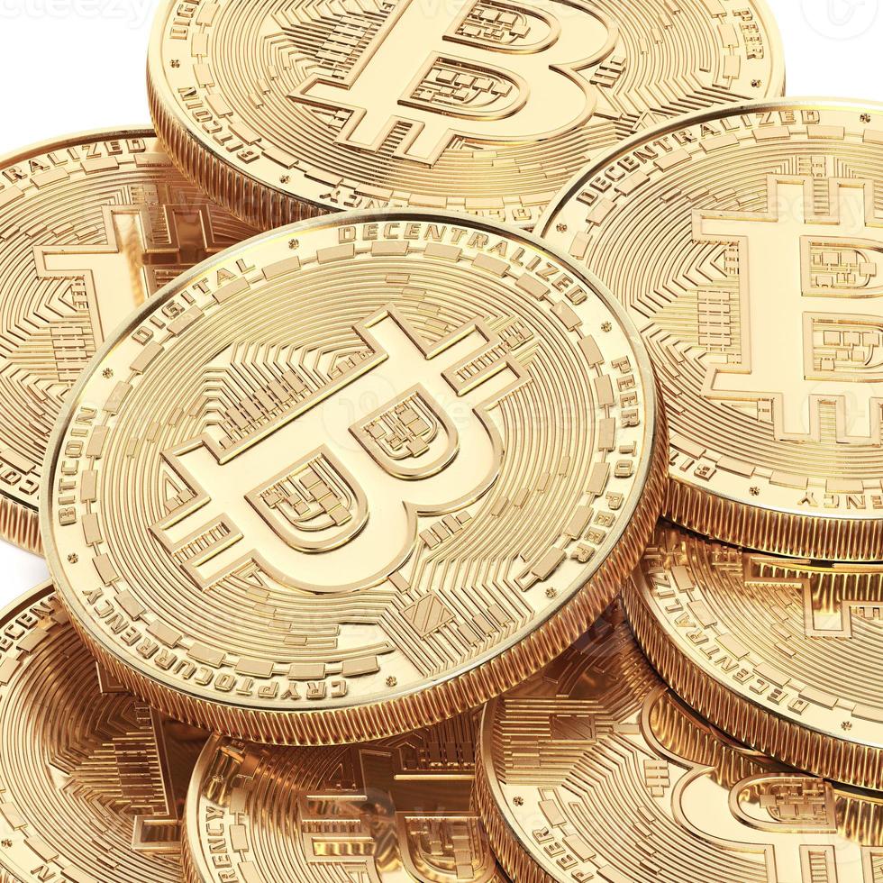 Concept de bitcoin de rendu 3D. nouvel argent virtuel. crypto-monnaie photo