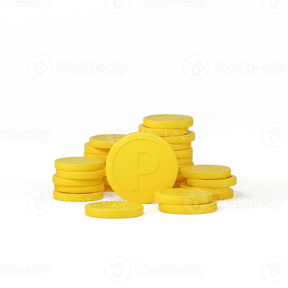 Objets de pièces de monnaie de rendu 3D, icônes financières simples. photo