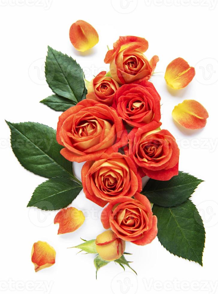composition de fleurs. cadre fait de roses rouges photo