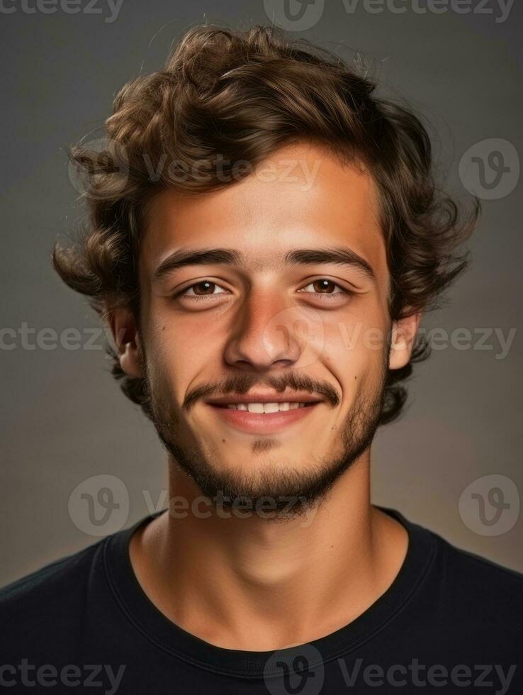 souriant Jeune homme de mexicain descente contre neutre Contexte ai génératif photo