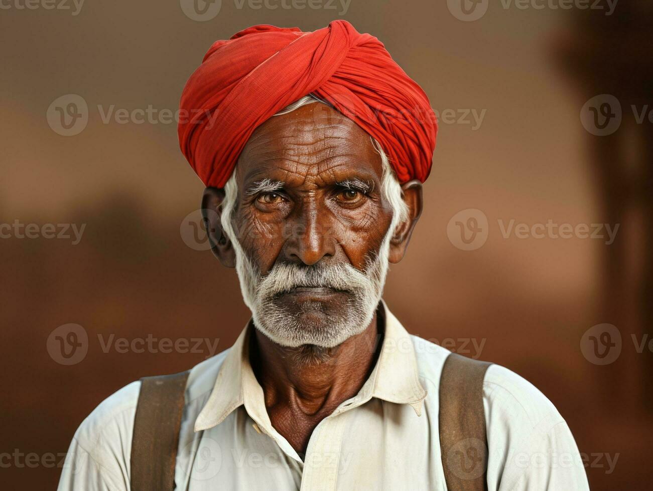 vieux coloré photo de une Indien homme de le de bonne heure années 1900 ai génératif