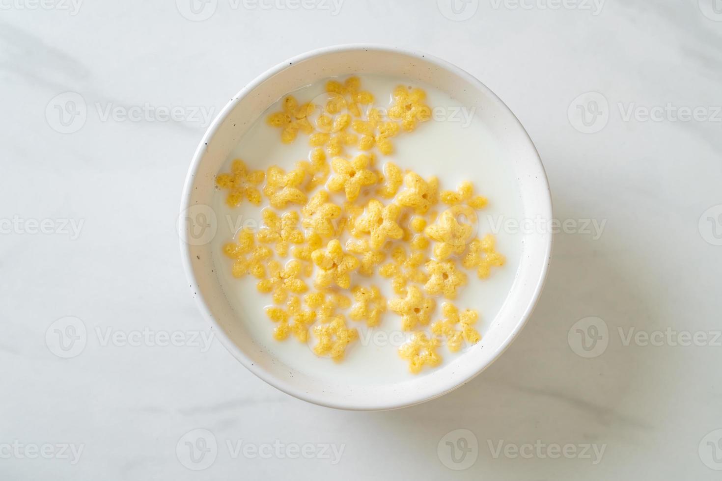 céréales complètes avec du lait frais pour le petit déjeuner photo